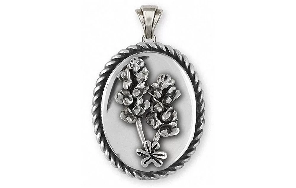 Bluebonnet Pendant Jewelry Sterling Silver Handmade Texas Wildflower Pendant FL4-VP