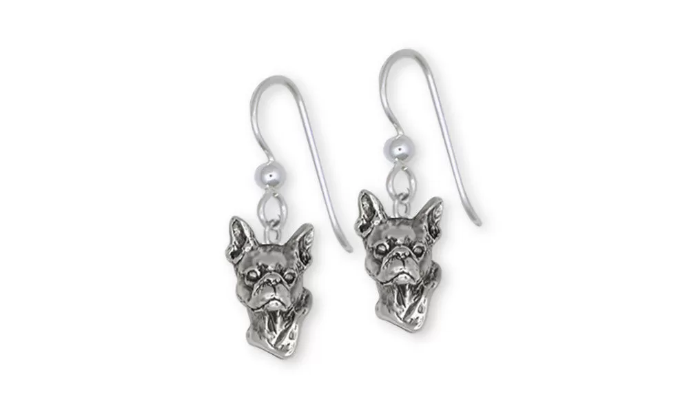 Boston Terrier Earrings Jewelry Sterling Silver Handmade Dog Earrings BO5-E