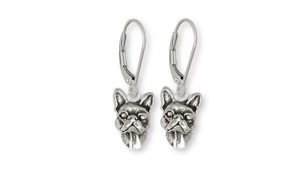 Boston Terrier Earrings Jewelry Sterling Silver Handmade Dog Earrings DO1H-FW