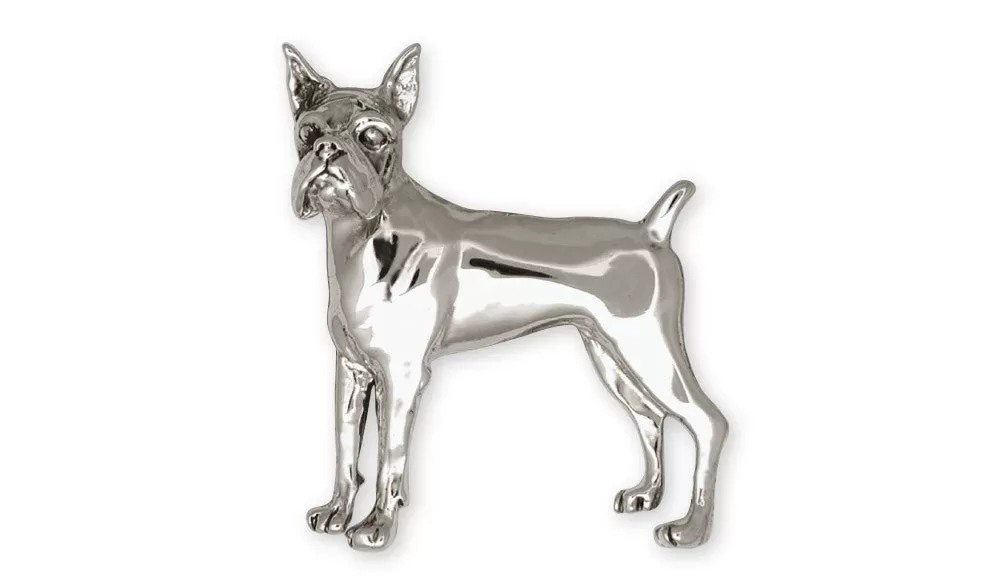 Boxer Brooch Pin Jewelry Sterling Silver Handmade Dog Brooch Pin DG8-BP