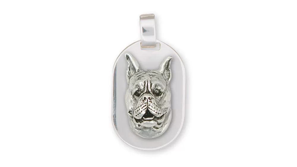 Boxer Pendant Jewelry Sterling Silver Handmade Dog Pendant BX8-DT