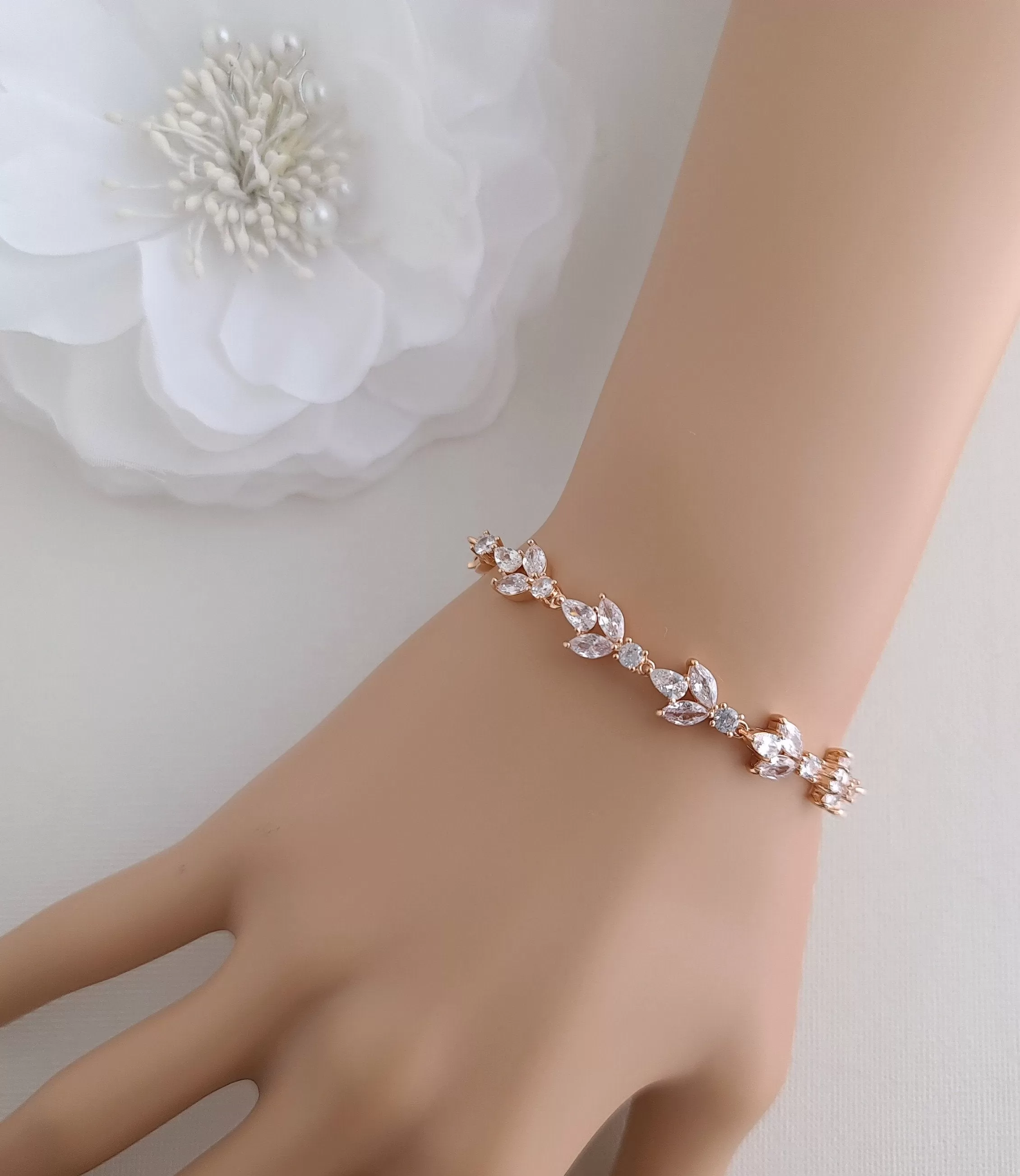 Bracelet for the Bride in CZ & Silver-Anya