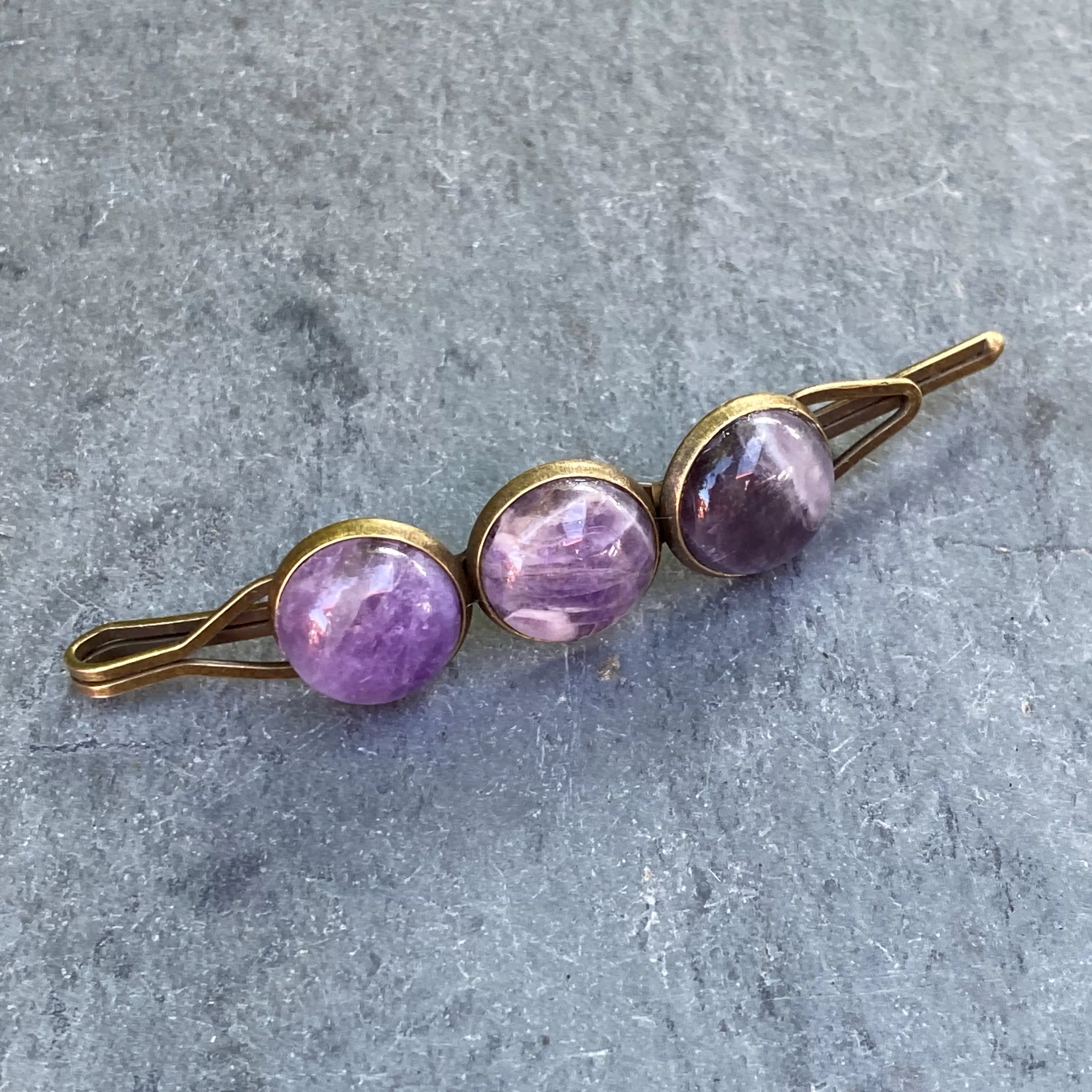 Brass and Gemstone Hair Pins