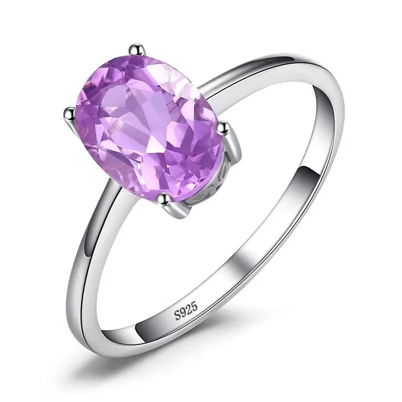 BRCJ609 Finger Ring Charm Jewelry - Genuine Garnet  Amethyst Citrine Peridot Topaz - 925 Sterling Silver