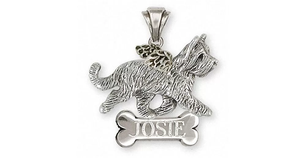 Briard Angel Pendant Jewelry Sterling Silver Handmade Dog Pendant BRD2X-ANP