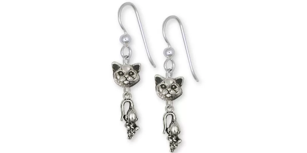 British Shorthair Earrings Jewelry Sterling Silver Handmade Cat Earrings BRS6-2E