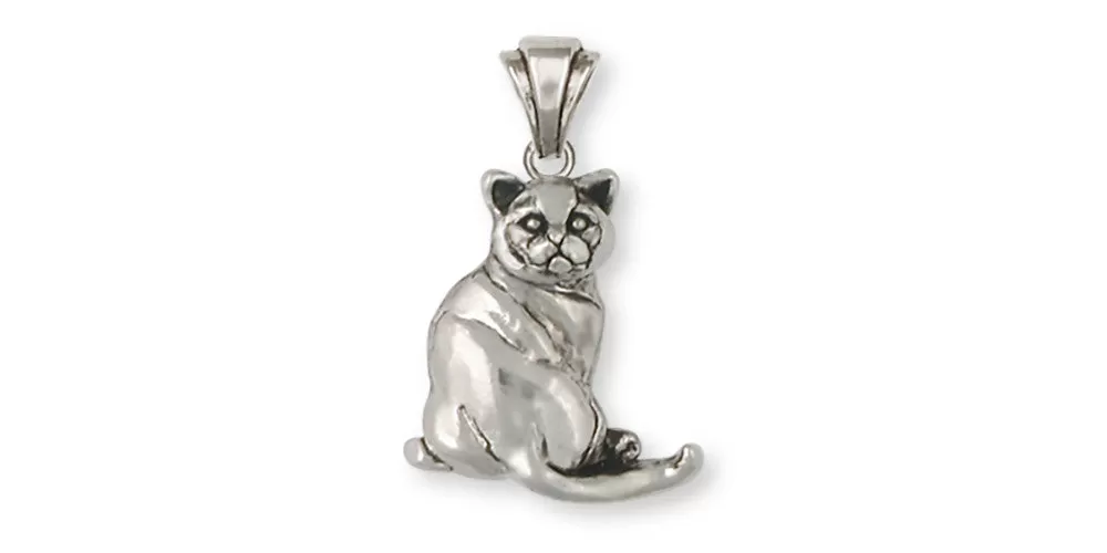 British Shorthair Pendant Jewelry Sterling Silver Handmade Cat Pendant BRS4-P