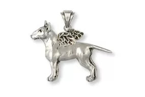 Bull Terrier Angel Pendant Handmade Sterling Silver Dog Jewelry BU11-AP