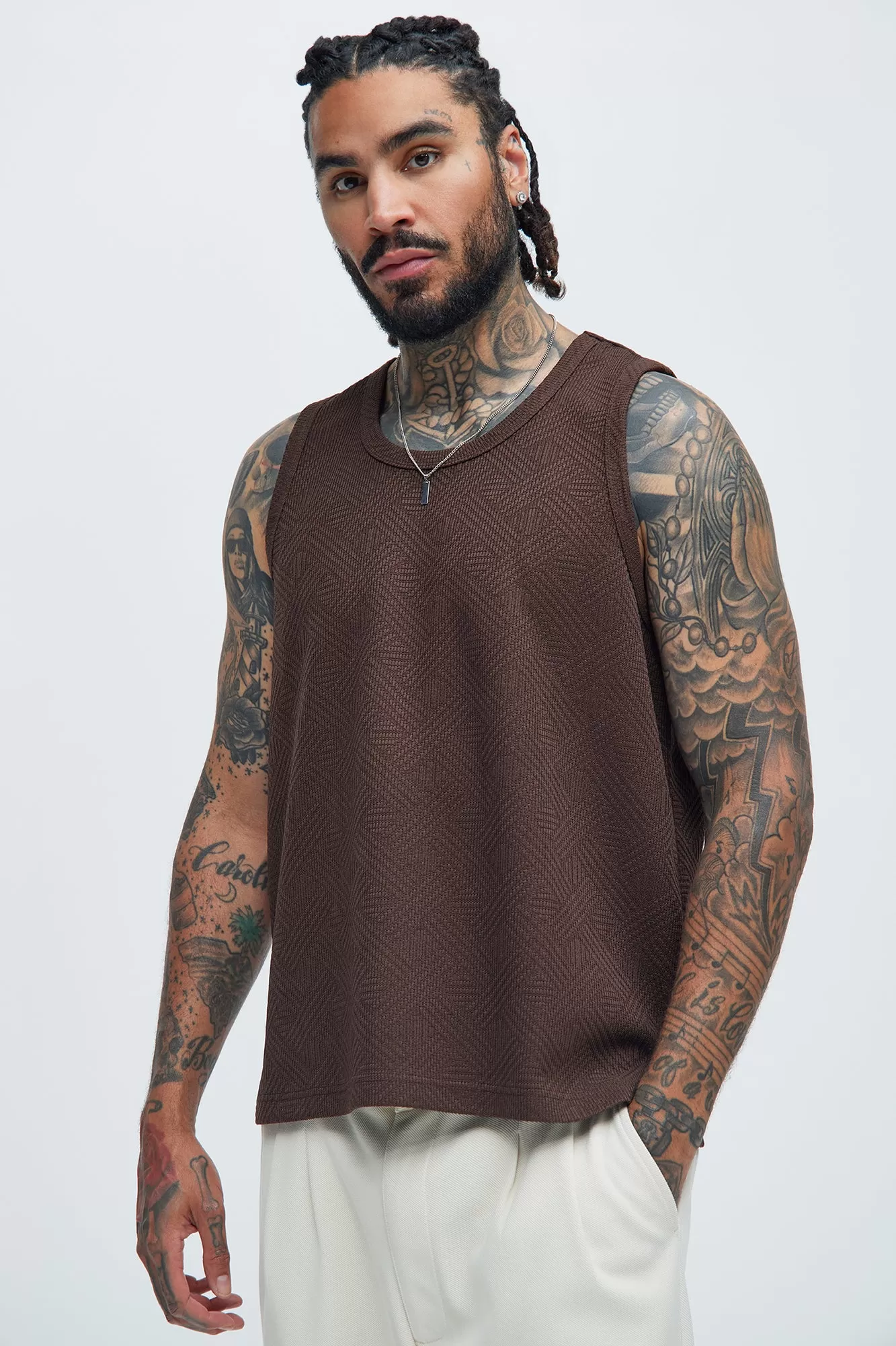 Burley Geo Textured Relaxed Tank - Brown