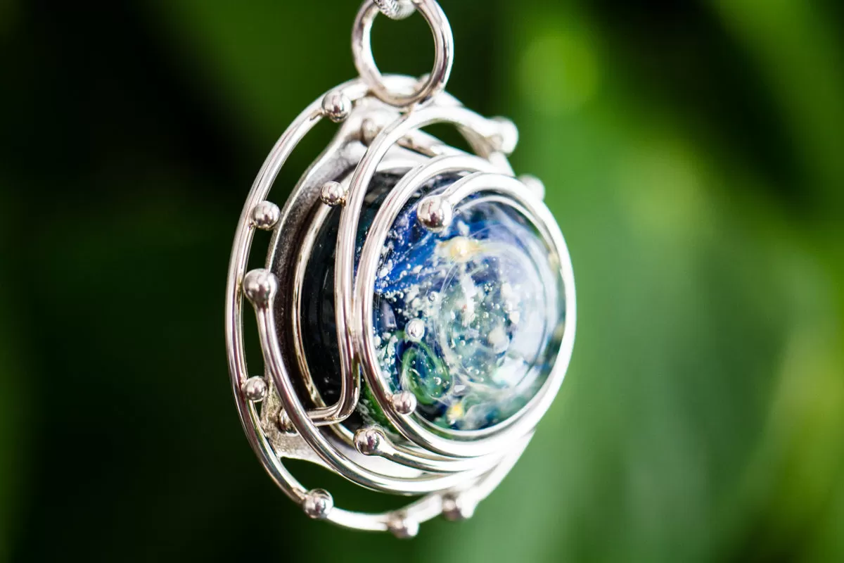 Caged Glass Ocean Pendant