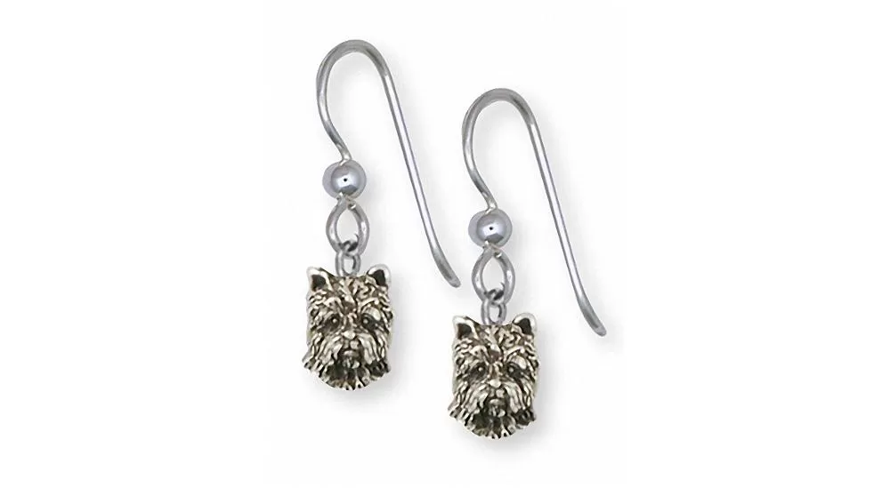 Cairn Terrier Earrings Jewelry Sterling Silver Handmade Dog Earrings CNWT27-FW