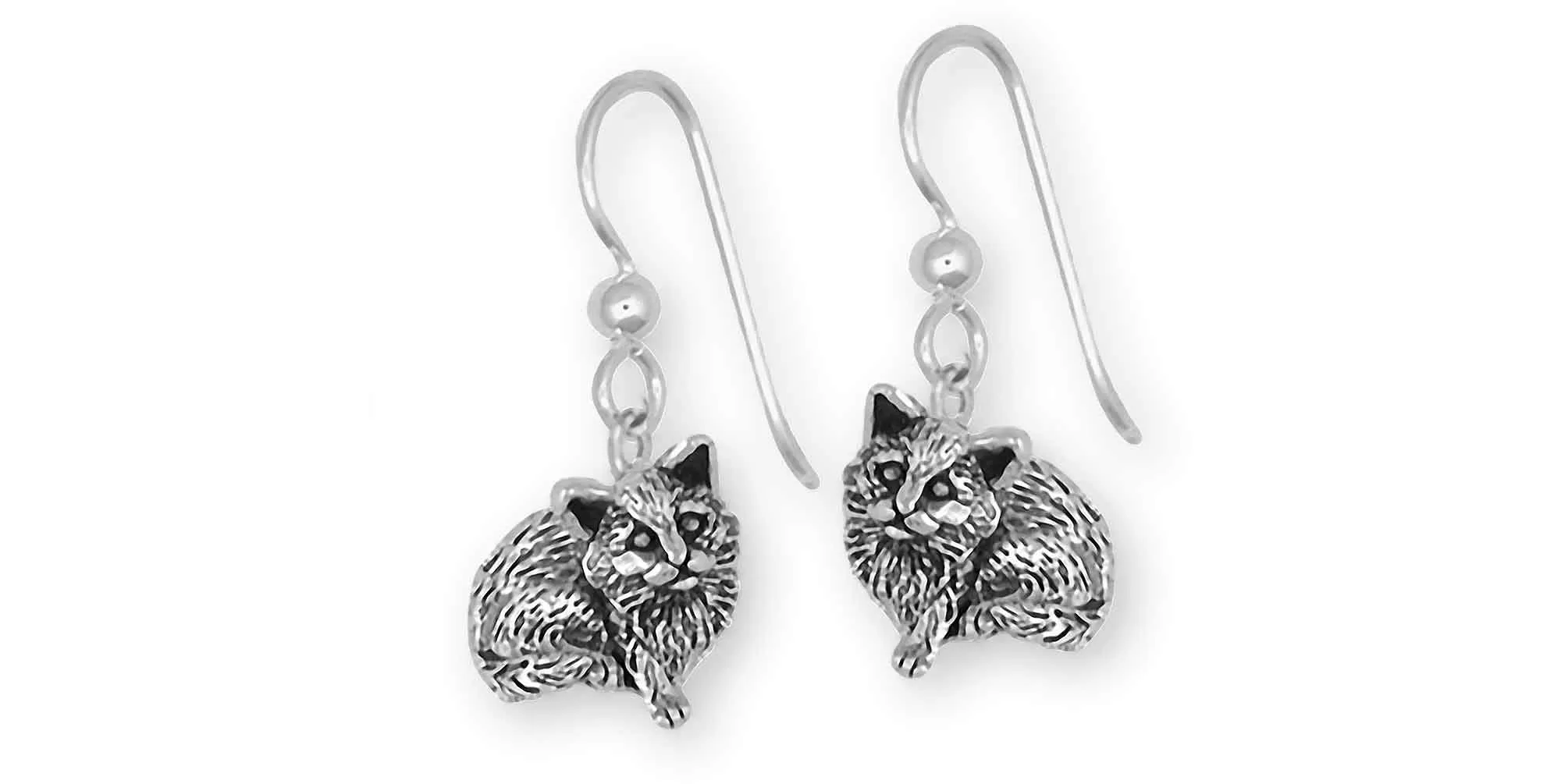 Cat Jewelry Sterling Silver Handmade Cat Earrings  MN4-FW