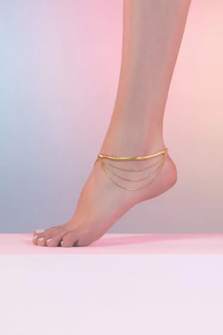 chains anklet in gold