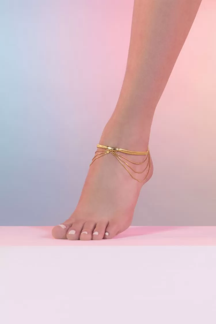 chains anklet in gold