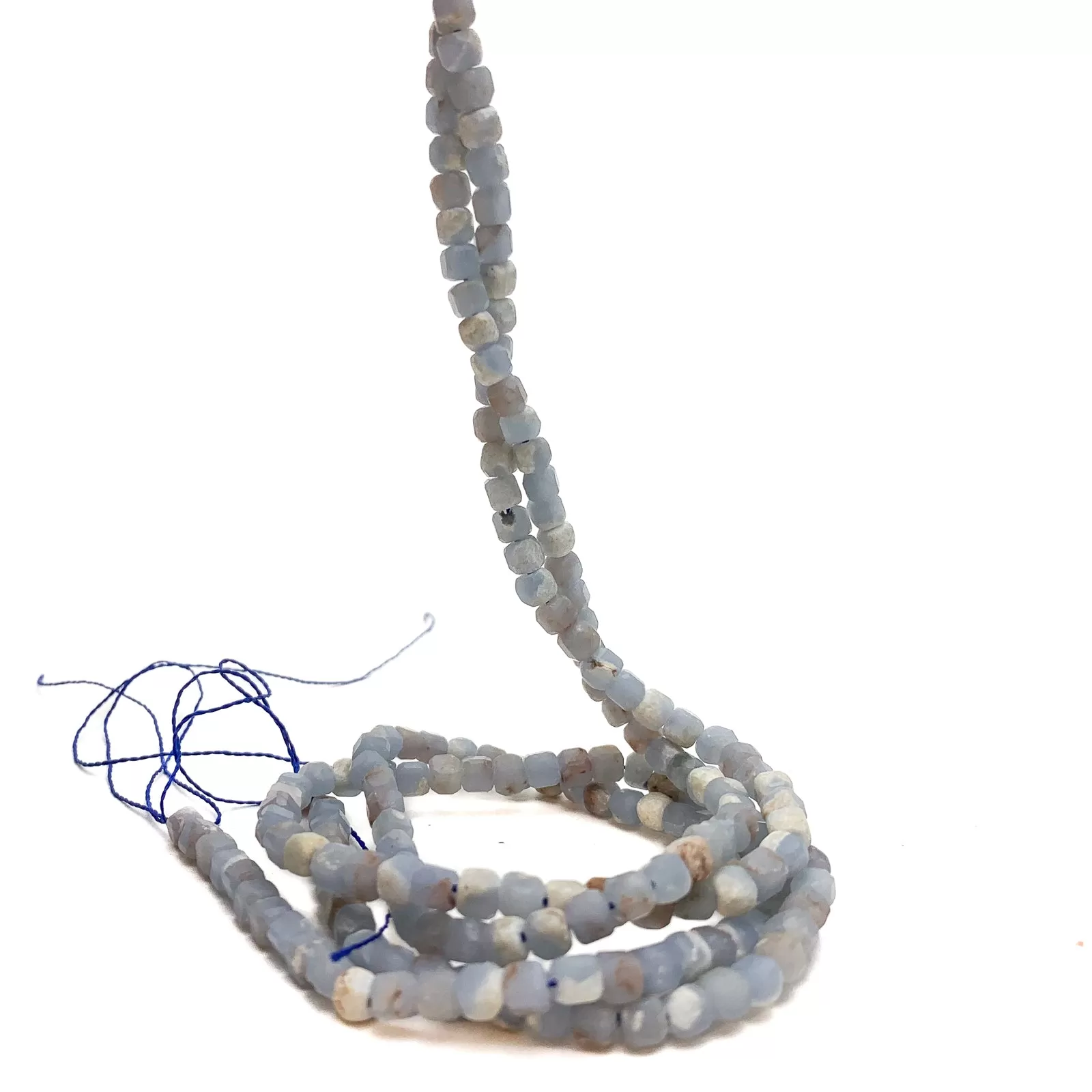 Chalcedony Blue 4mm Faceted Cubes Bead Strand