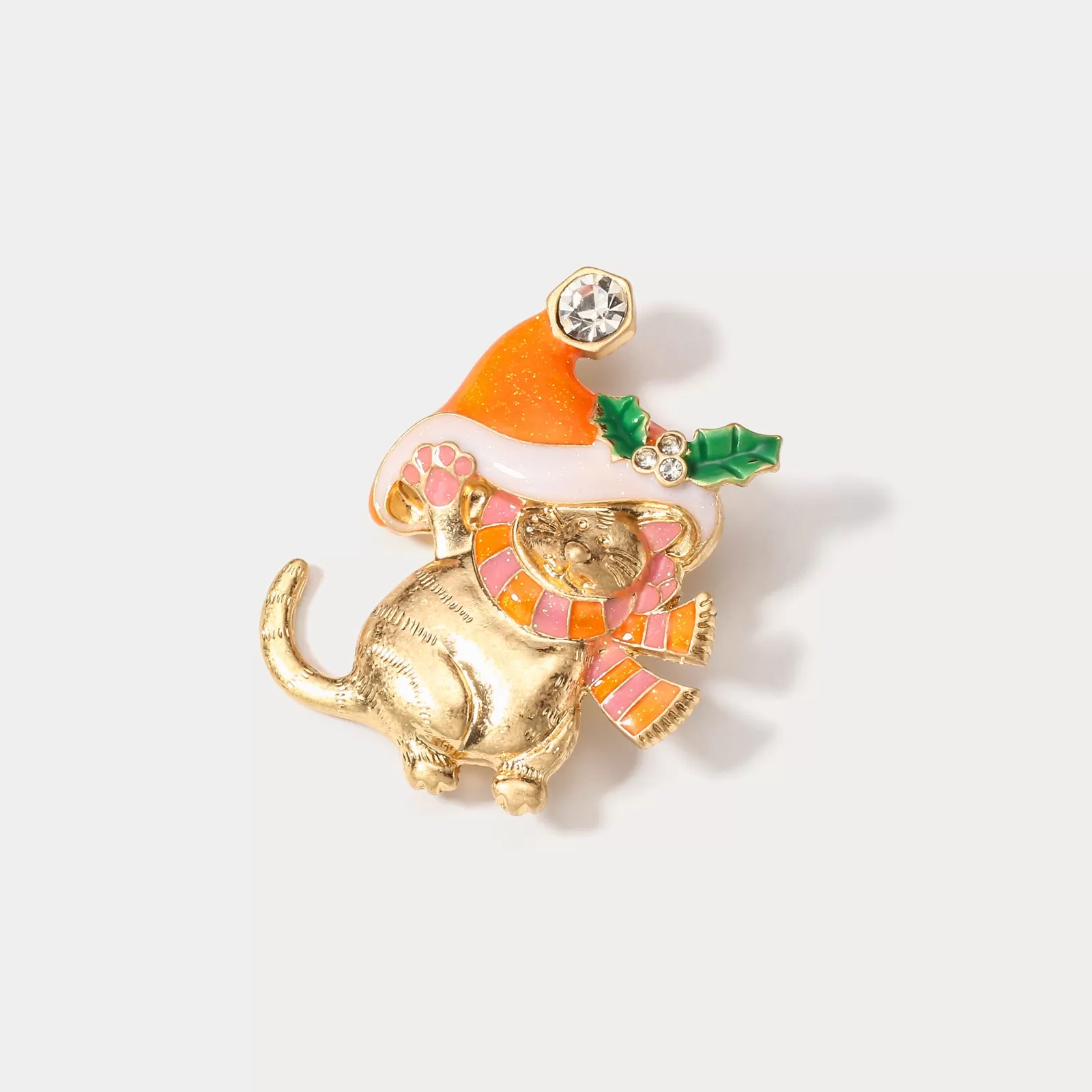 Christmas Hat Kitty  Brooch