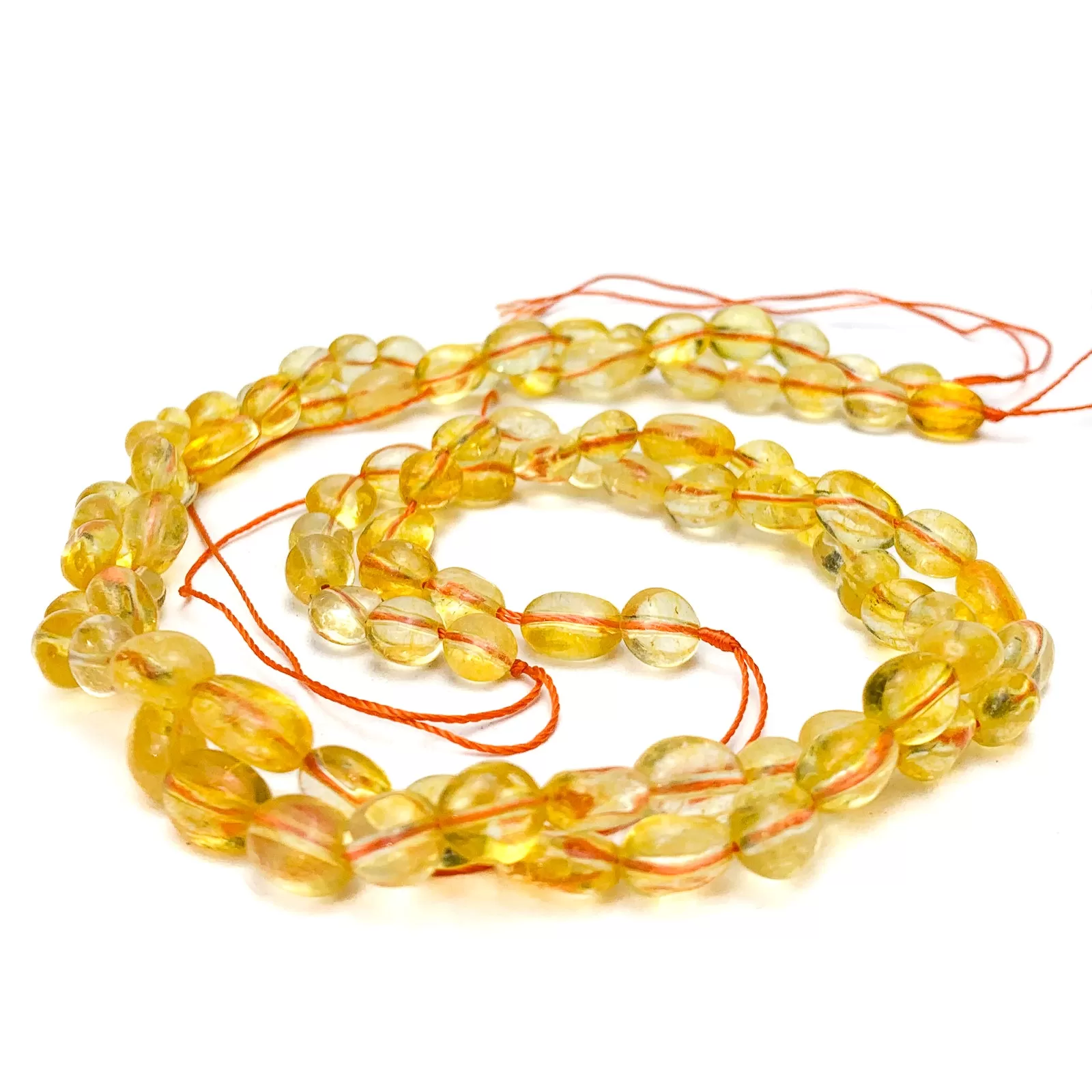 Citrine Small Smooth Pebbles Bead Strand