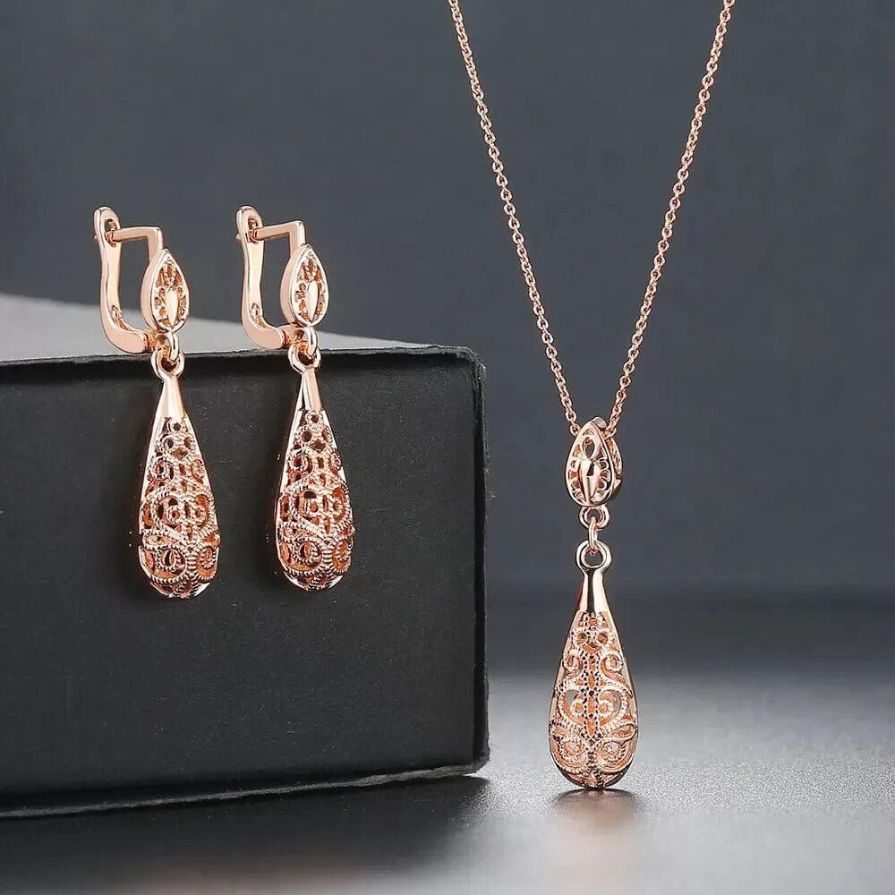 Classic Hollowed-out Water Drop Jewelry Sets