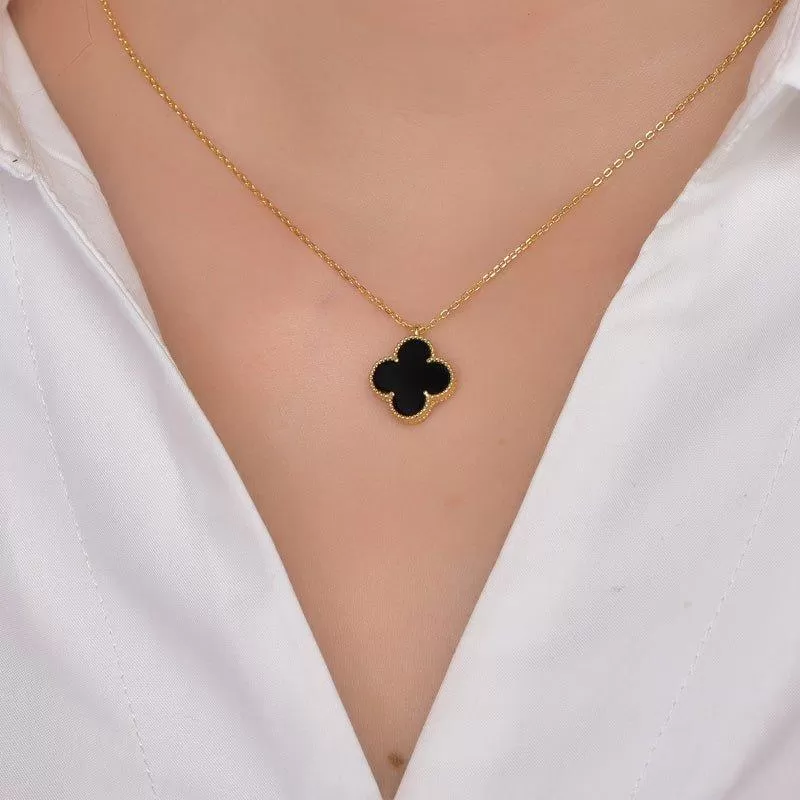 Clover Black Agate Necklace