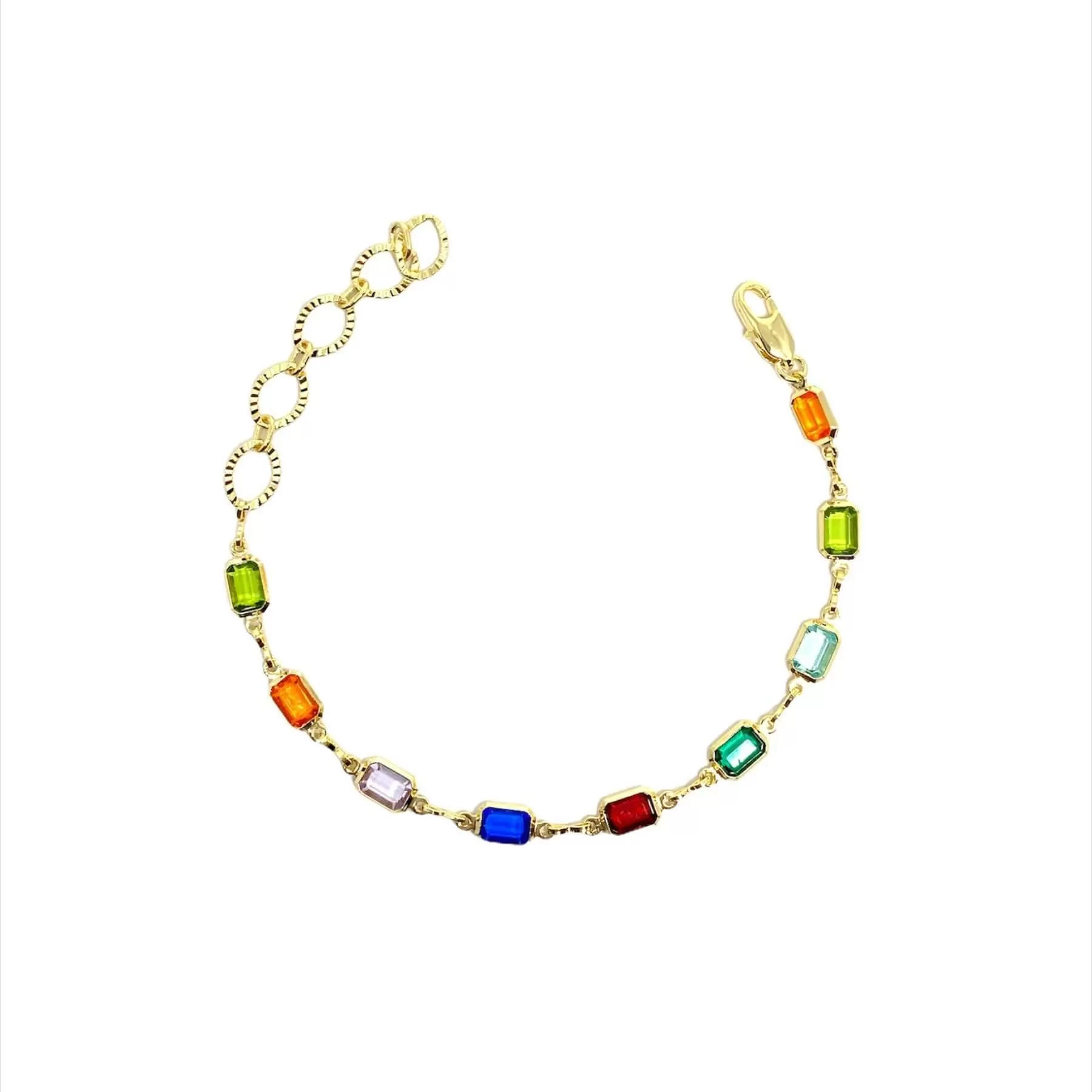 Complete Set Of 18k Gold Filled Multicolor Necklace, Bracelet And Anklet For Wholesale