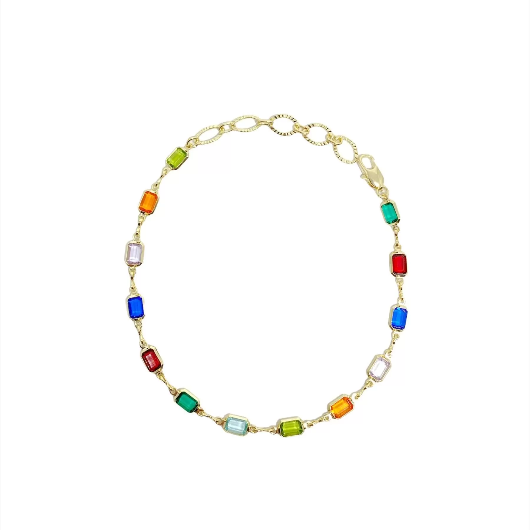 Complete Set Of 18k Gold Filled Multicolor Necklace, Bracelet And Anklet For Wholesale