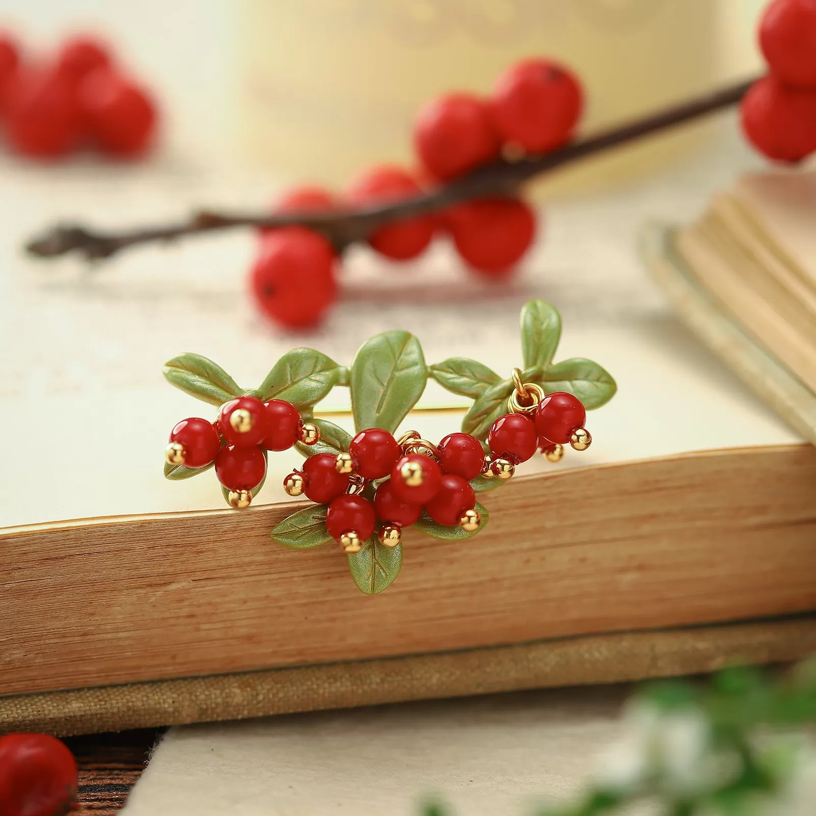 Cranberry Brooch