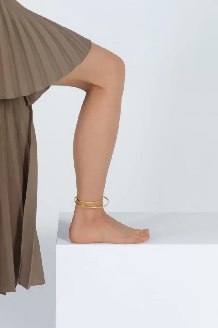 Crescent anklet cuffs in gold