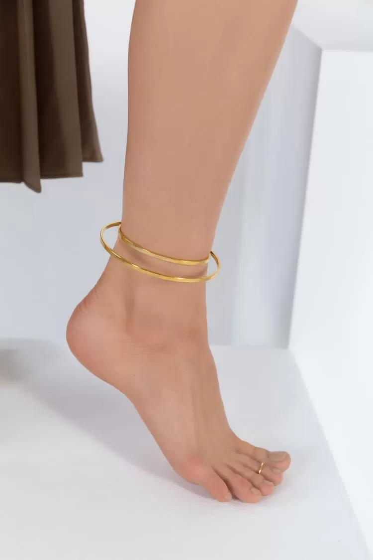 Crescent anklet cuffs in gold