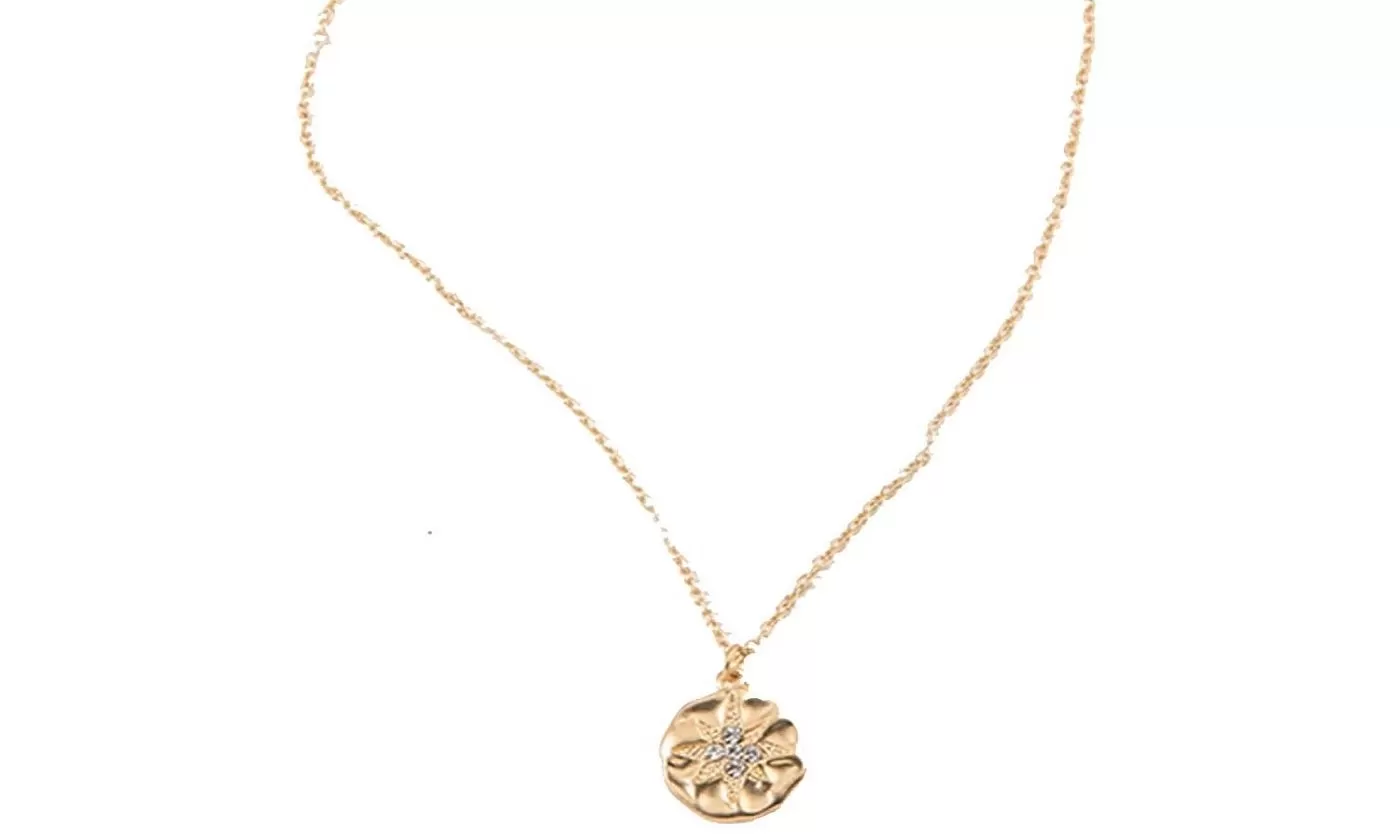 Designing Round Gold Color Chain Choker Sun Pendant Necklace