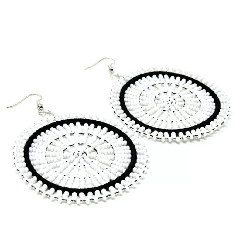 Duara Beaded White Earrings