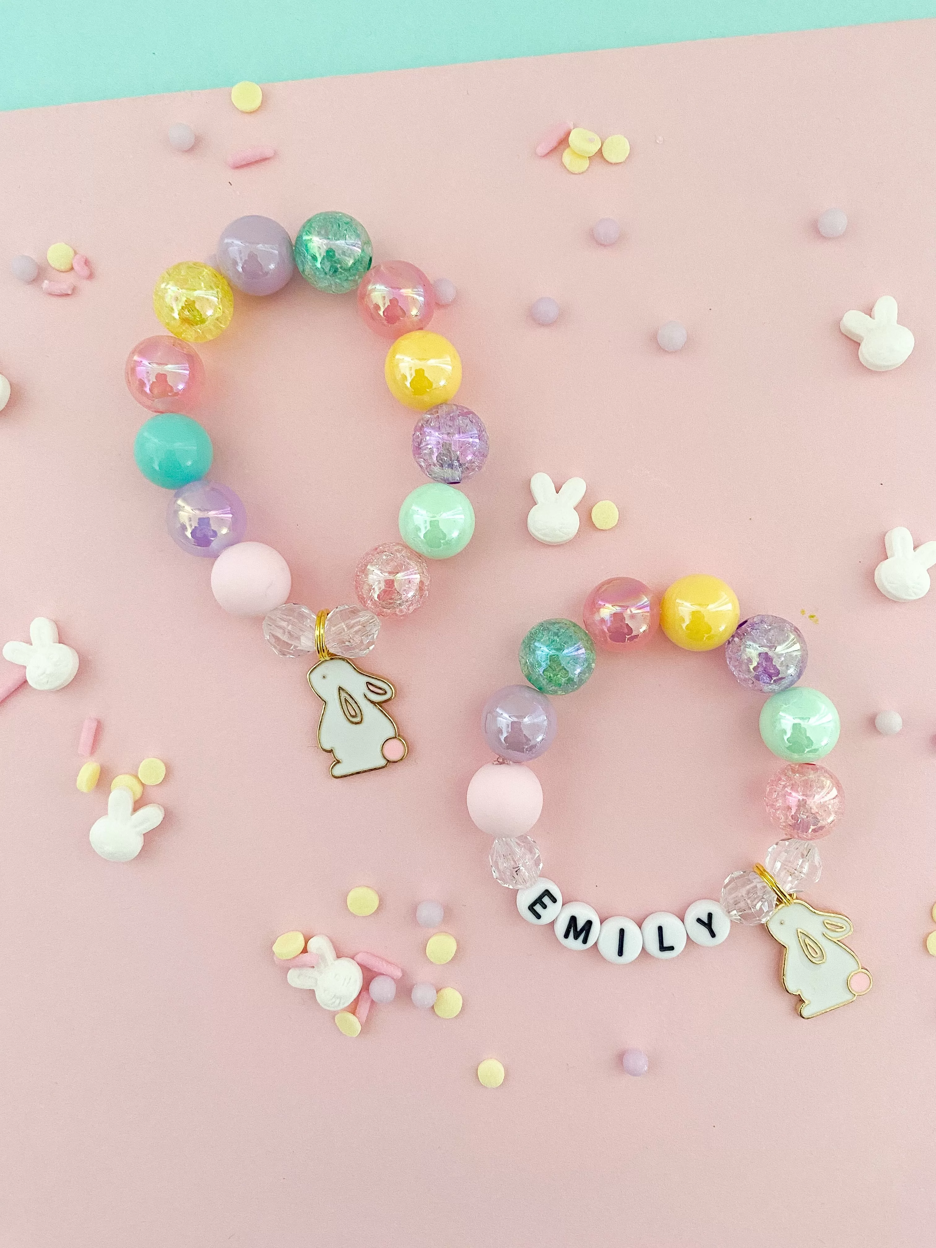 Easter Bunny Charm Bracelet - Customizable