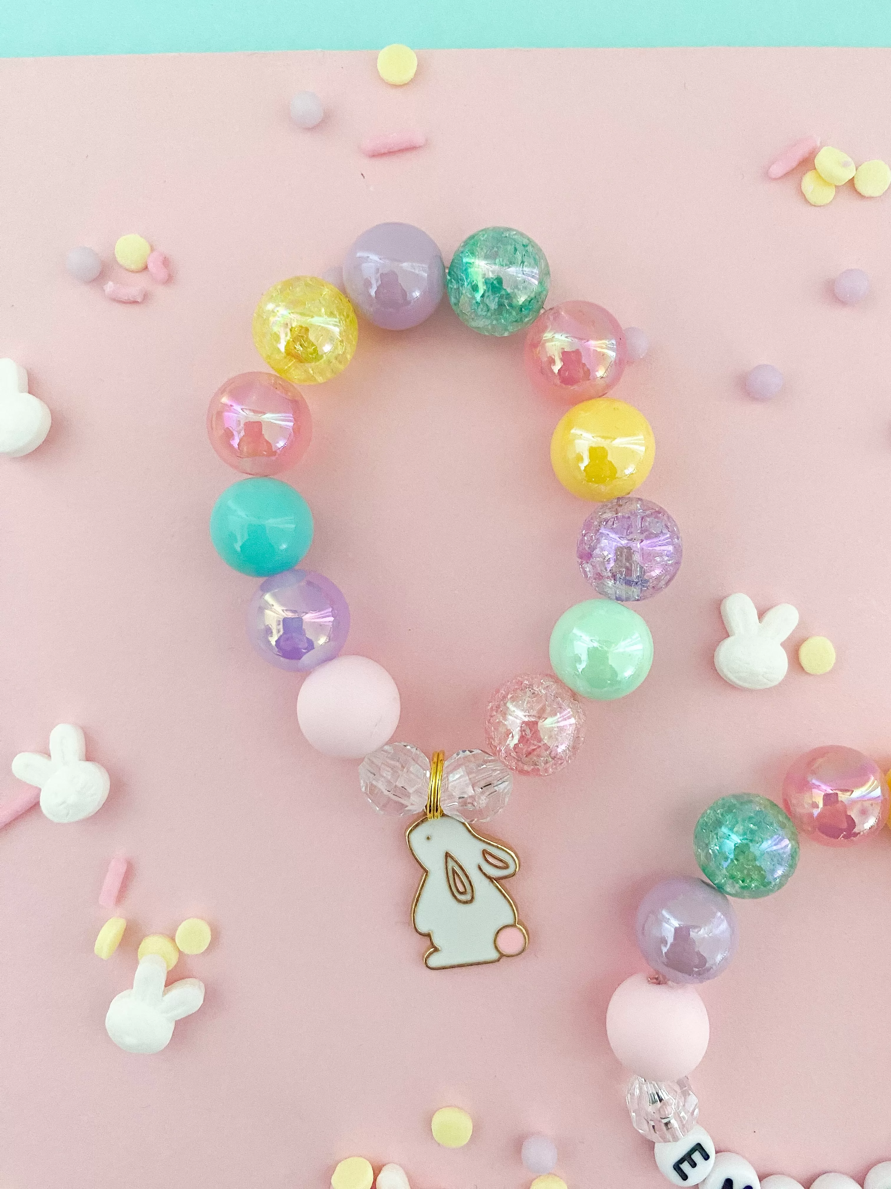 Easter Bunny Charm Bracelet - Customizable