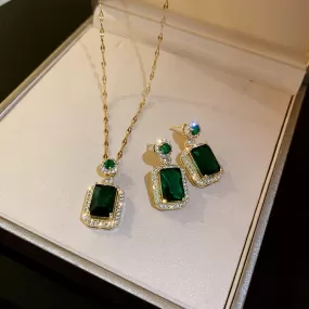 Elegant Bridal Jewelry Emerald Jewelry Set