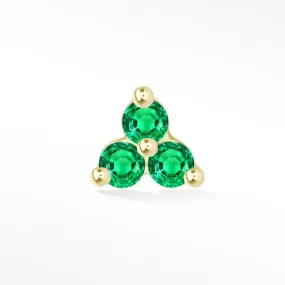 Emerald Flat Back Earring Trinity 14k Yellow