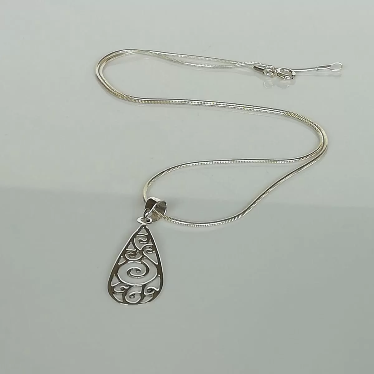 Filigreed Charm - Silver tear drop charm - Boho Jewelry - Sterling Silver - Silver Bracelet - Silver Charm - Gift pendant - PD48