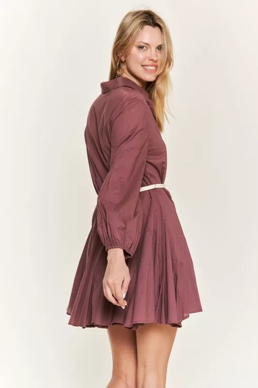 Flared Button Down Shirt Dress