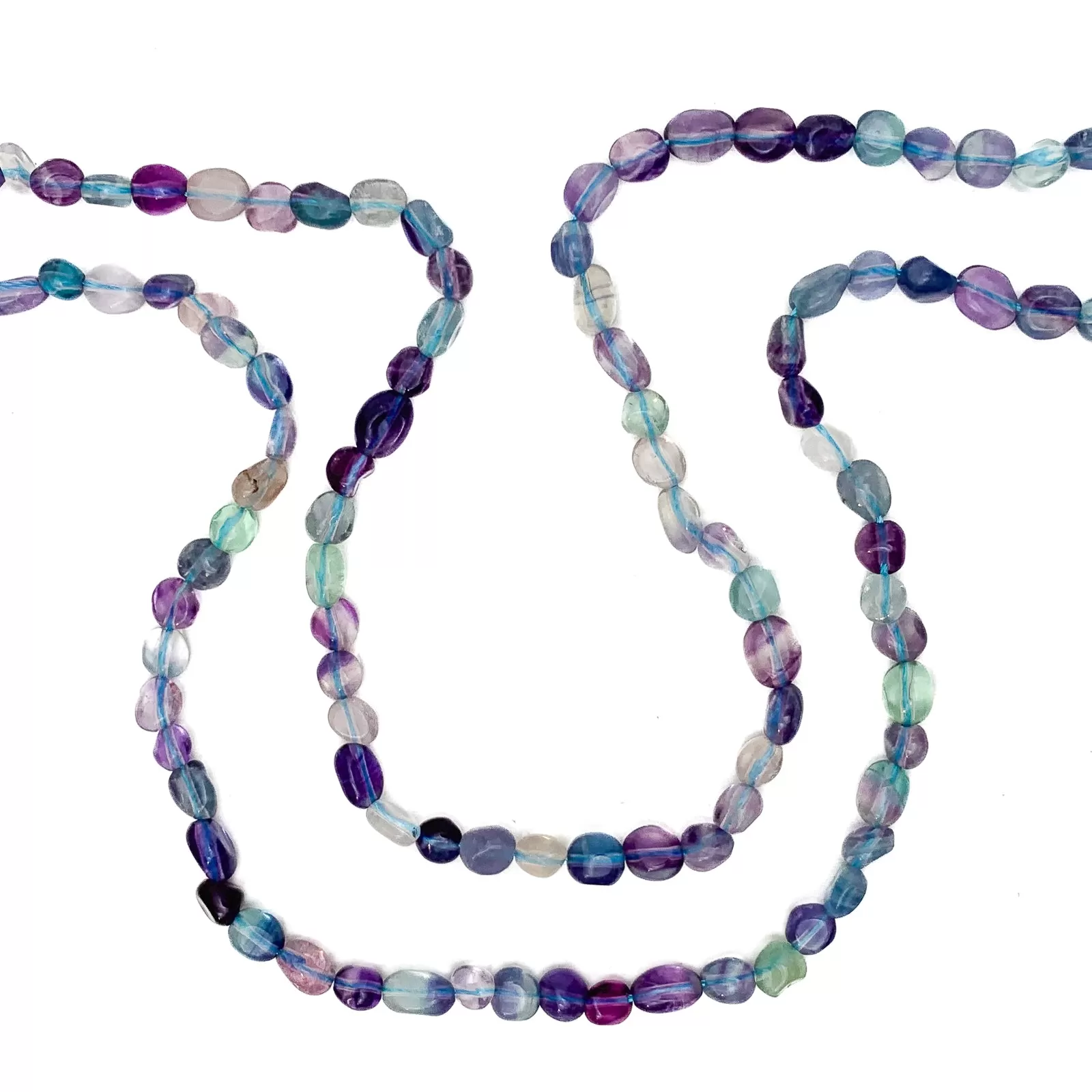 Fluorite Multi Small Smooth Pebbles Bead Strand