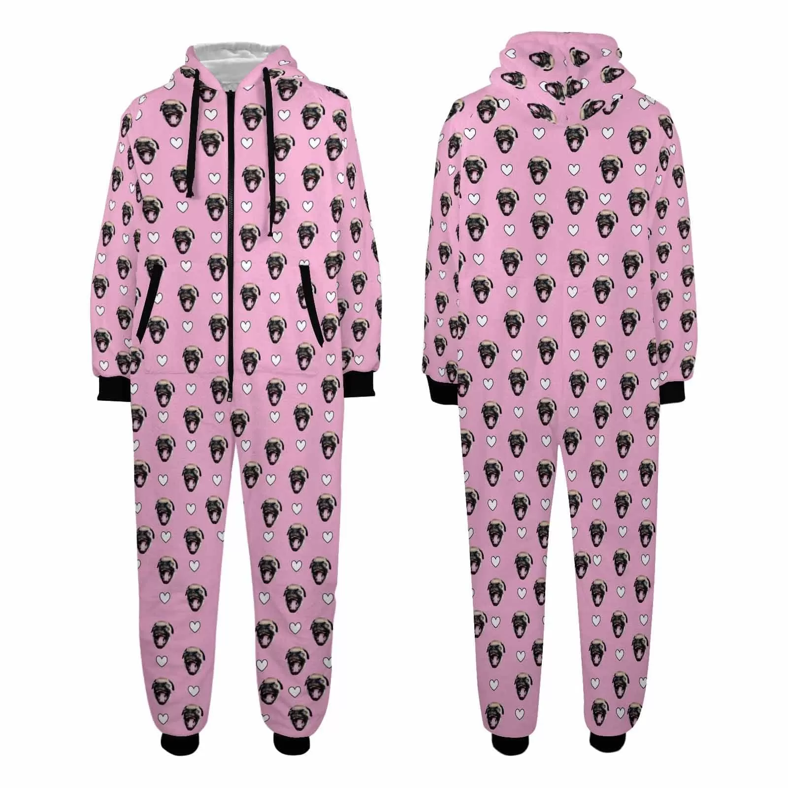 Funny Flannel Fleece Adult Onesie Pajamas Custom Pet Face Cute Jumpsuit Homewear