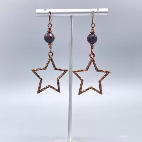 Garnet and Copper Star Dangle Earrings