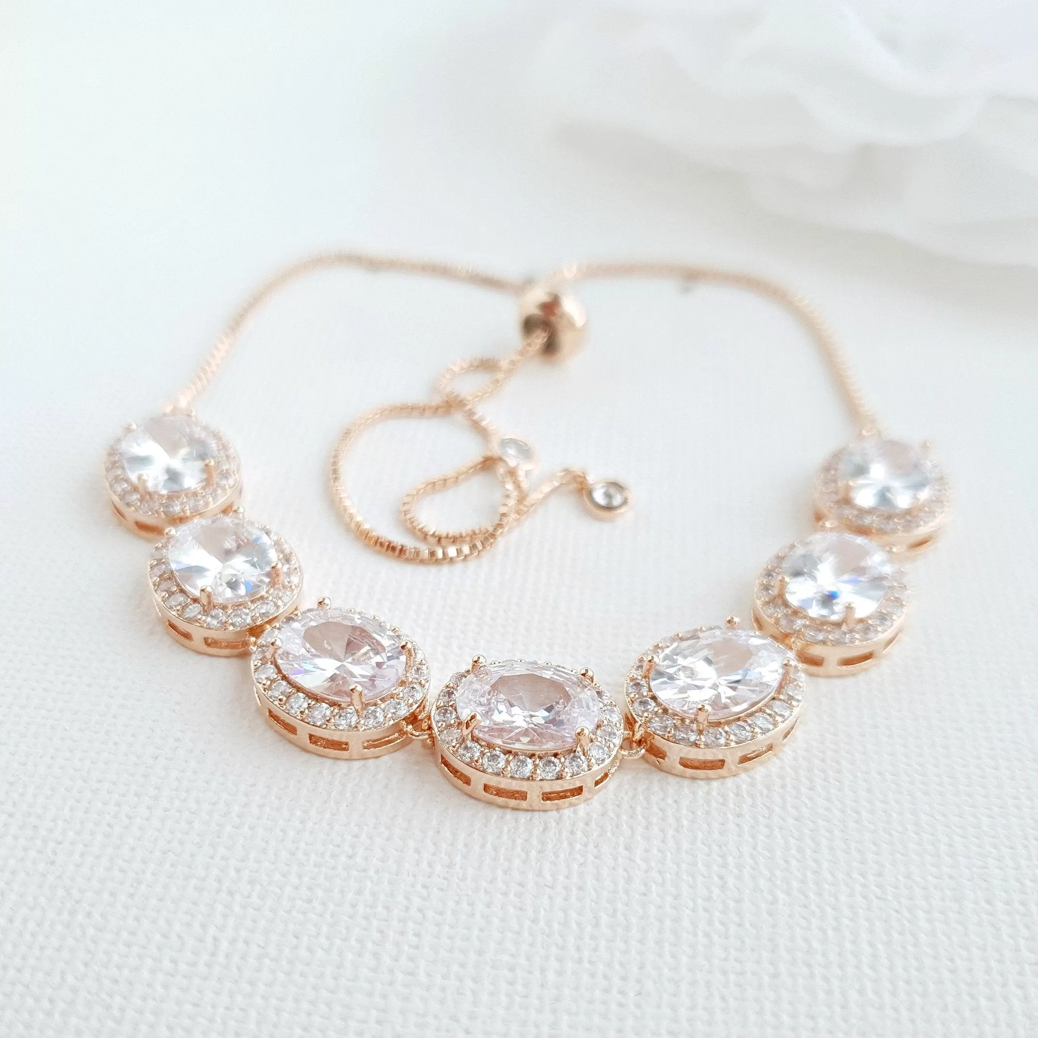 Gold and Cubic Zirconia Bridal Bracelet- Emily