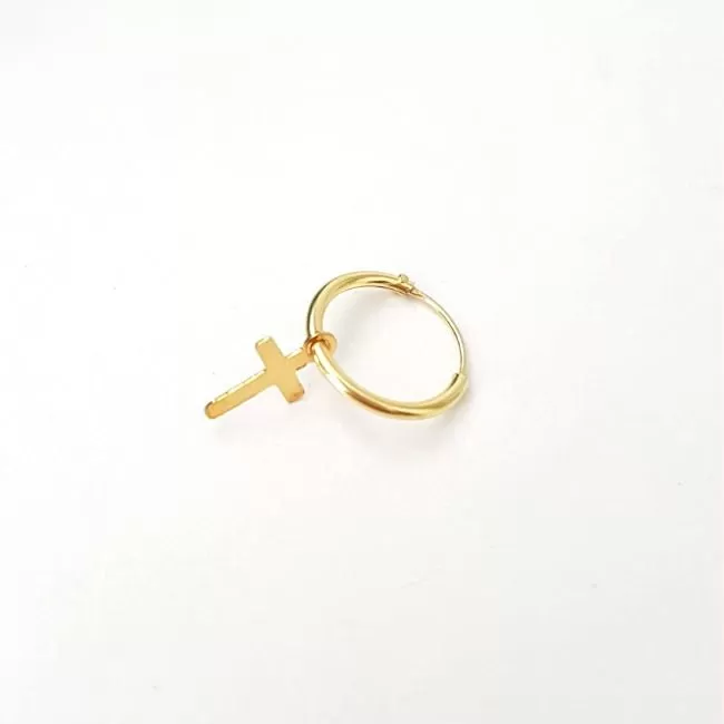 Gold cross hoop earrings