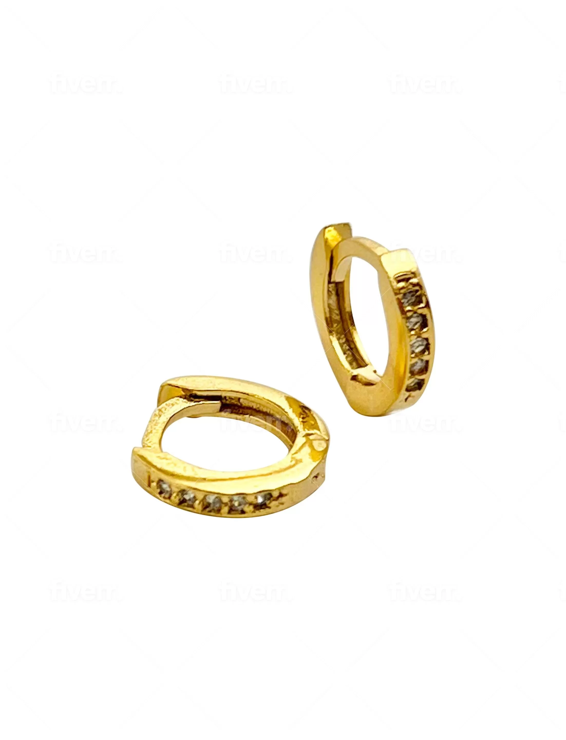 Gold Cubic Zirconia Pave Huggie Hoops