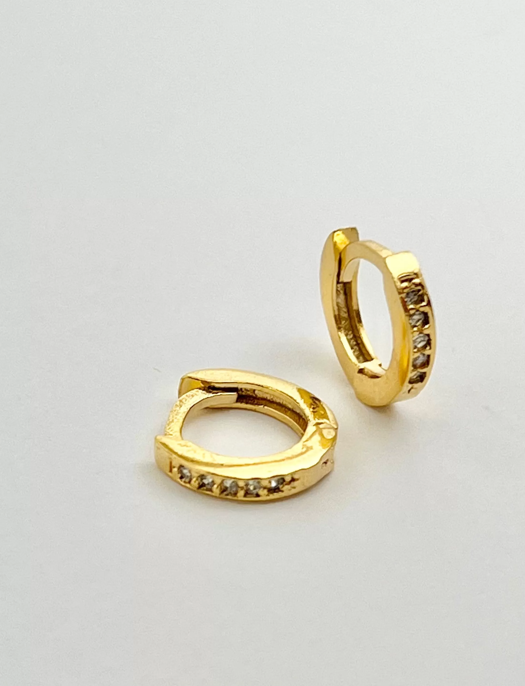 Gold Cubic Zirconia Pave Huggie Hoops