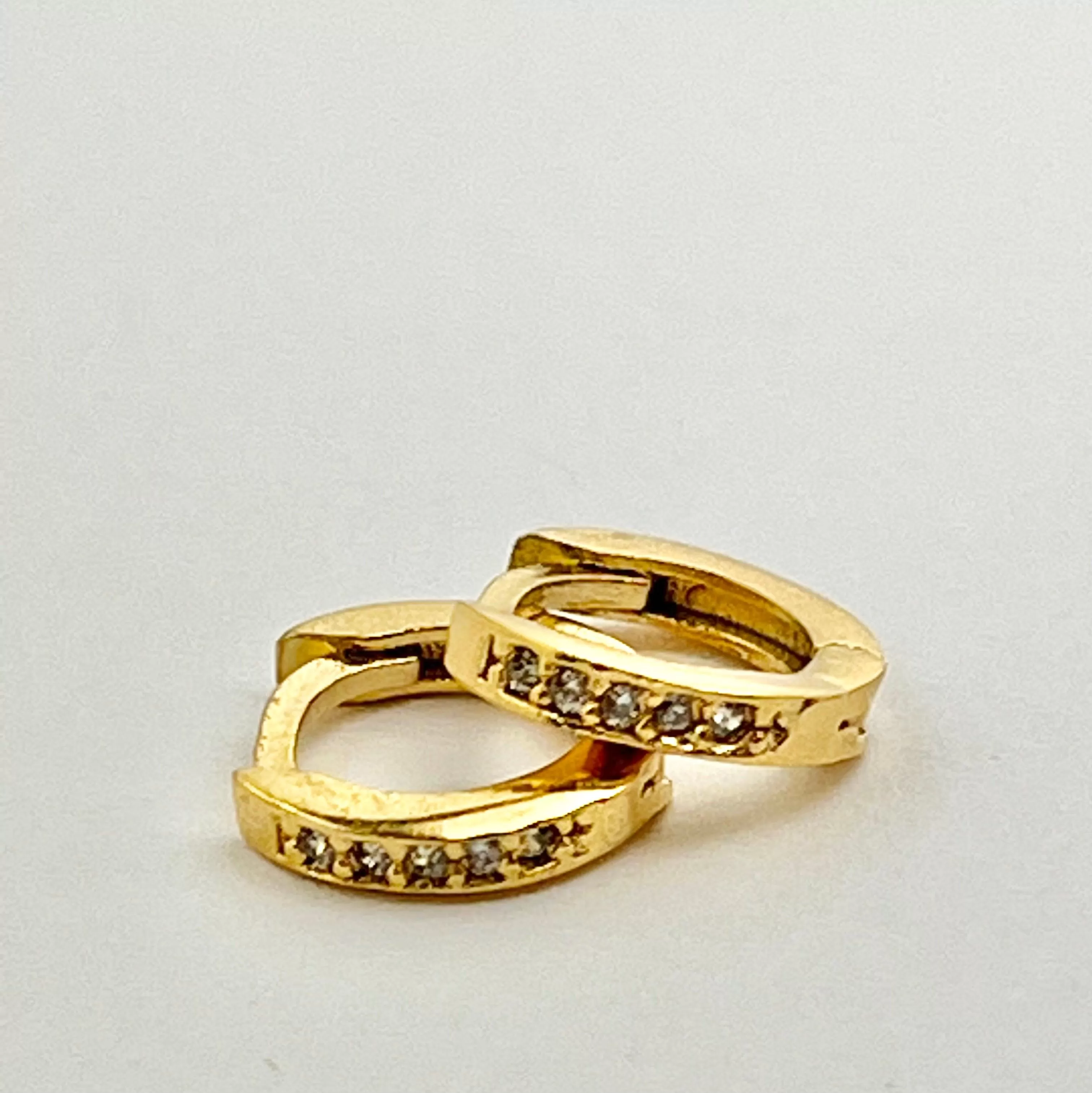 Gold Cubic Zirconia Pave Huggie Hoops