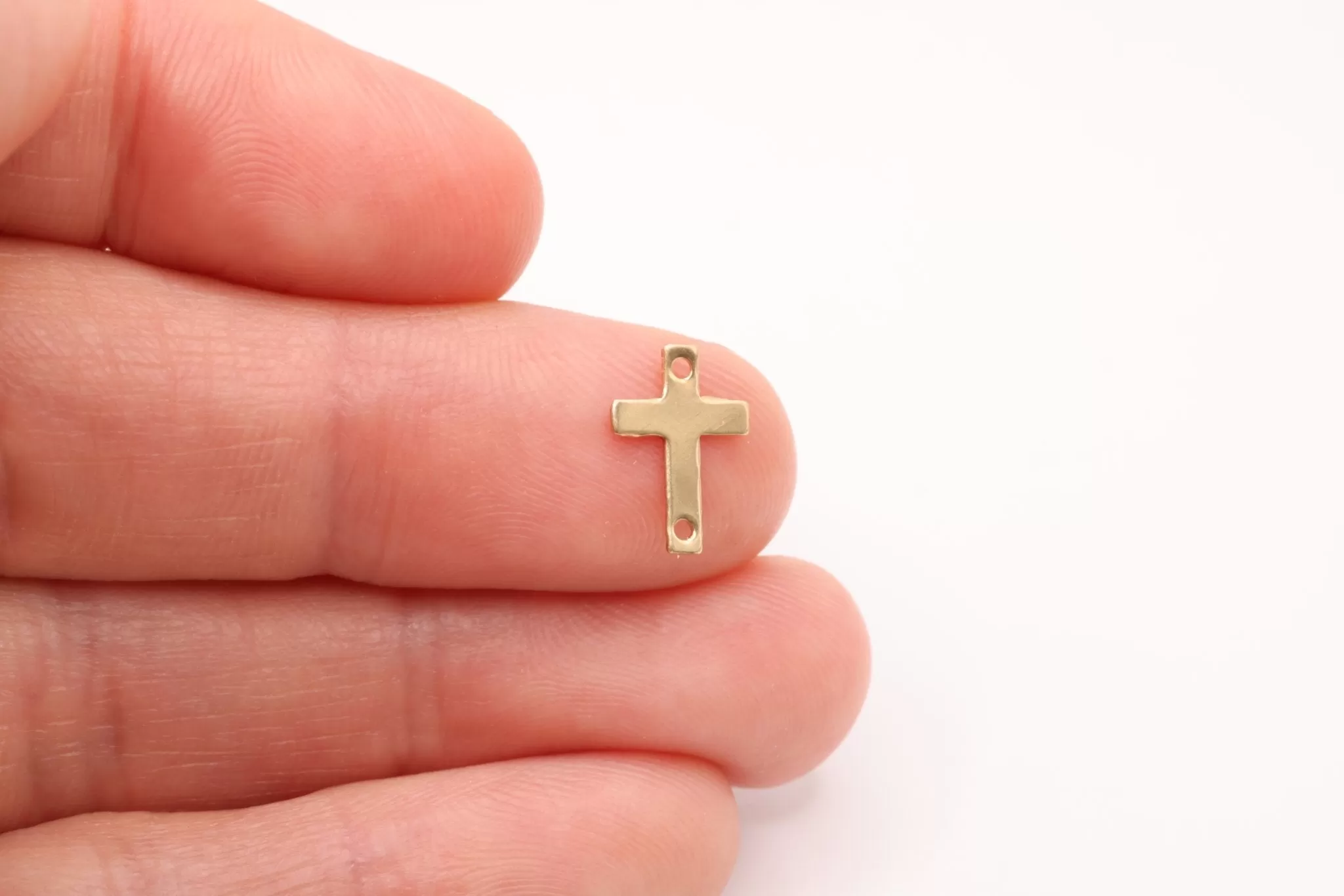 Gold-Filled Cross Connector Charm, 12mm x 8mm, Spacer Link Charm, Sideways Horizontal Cross