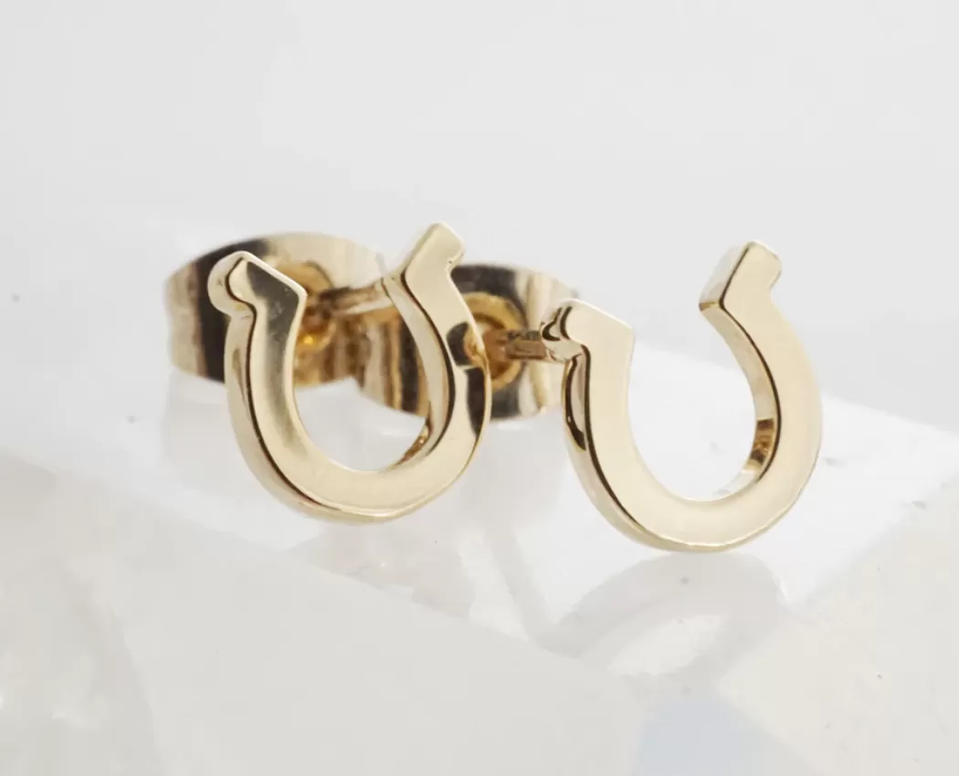 Gold Horseshoe Stud Earrings