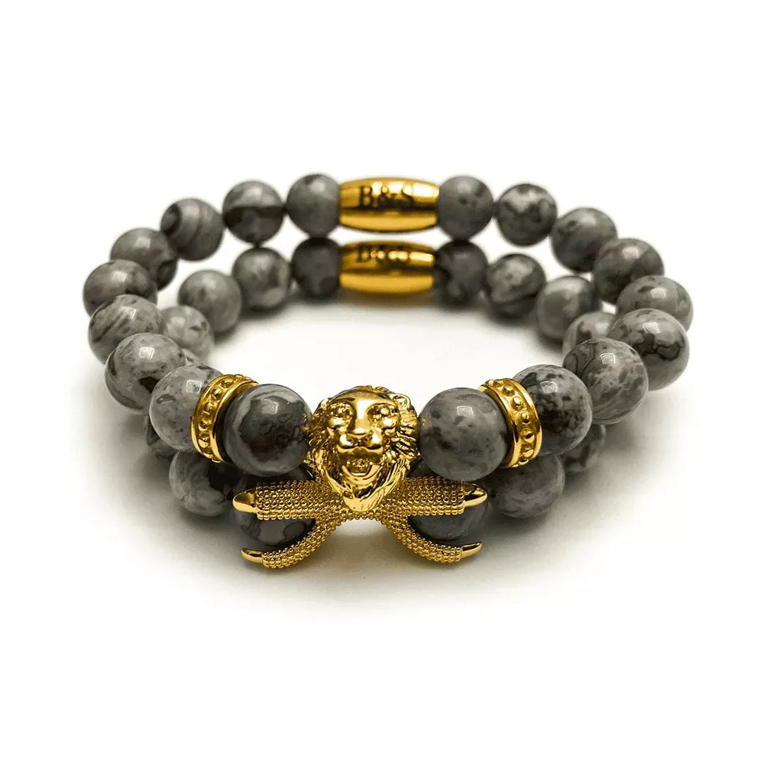 Gold Lion & Grey Stones Set