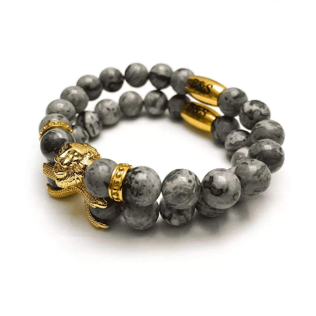 Gold Lion & Grey Stones Set