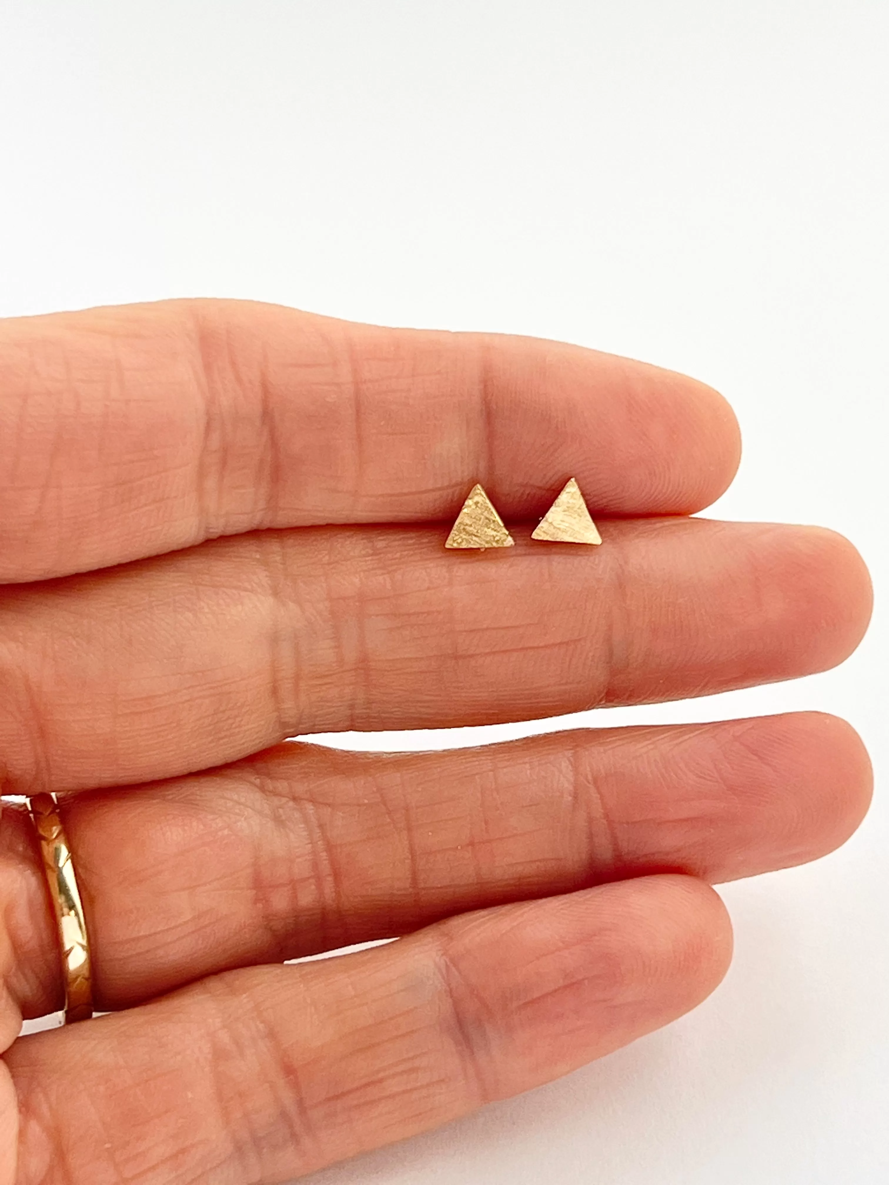 Gold Triangle Stud Earrings