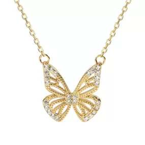 Golden Hollow Butterfly Necklace Silver